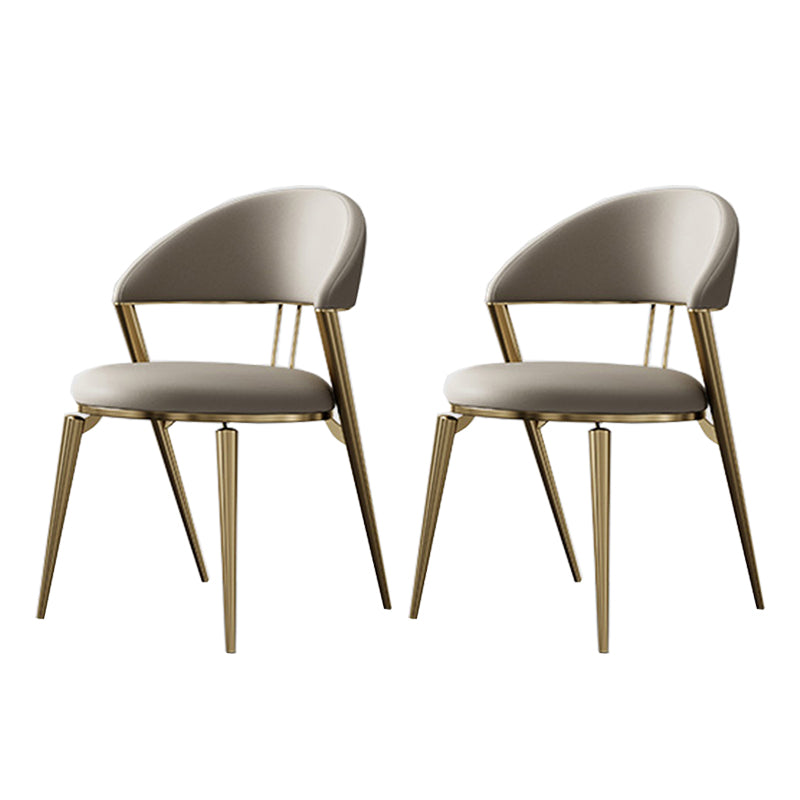 Glam Style Armless Dining Chairs Faux Leather Open Back Side Chair