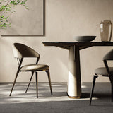 Glam Style Armless Dining Chairs Faux Leather Open Back Side Chair