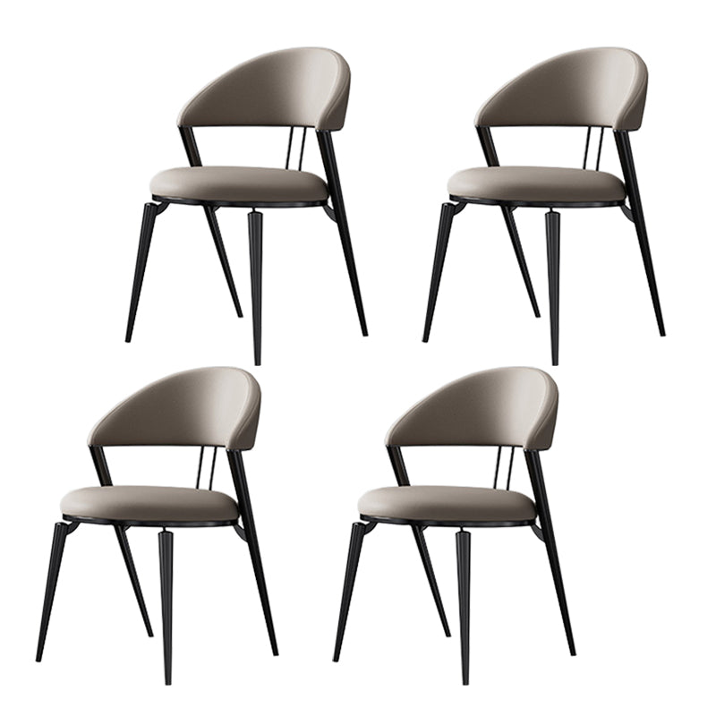 Glam Style Armless Dining Chairs Faux Leather Open Back Side Chair