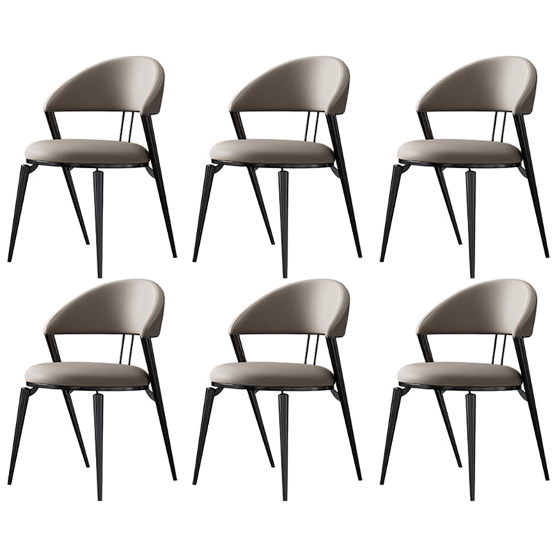 Glam Style Armless Dining Chairs Faux Leather Open Back Side Chair