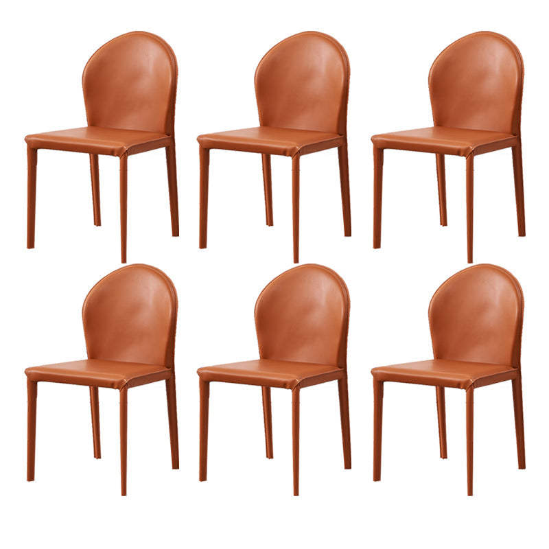 Contemporary Kitchen Dining Side Chair Matte Finish Dining Chair Orange 6 Piece Set Clearhalo 'Dining Chairs' 'Dining Tables & Seating' 'dining_chair' 'furn' 'furn_dining_chair' 'Furniture' 'Kitchen & Dining Furniture' 5898242