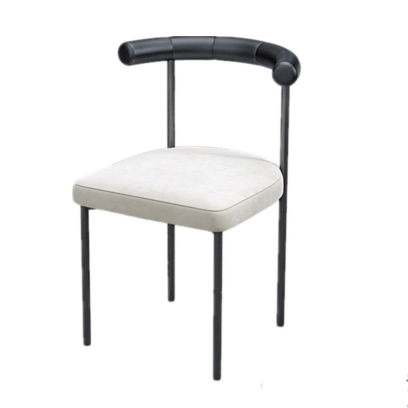 Black Iron Legs Dining Chairs Modern Armless Side Chair for Home White-Black 1 Piece Clearhalo 'Dining Chairs' 'Dining Tables & Seating' 'dining_chair' 'furn' 'furn_dining_chair' 'Furniture' 'Kitchen & Dining Furniture' 5898278