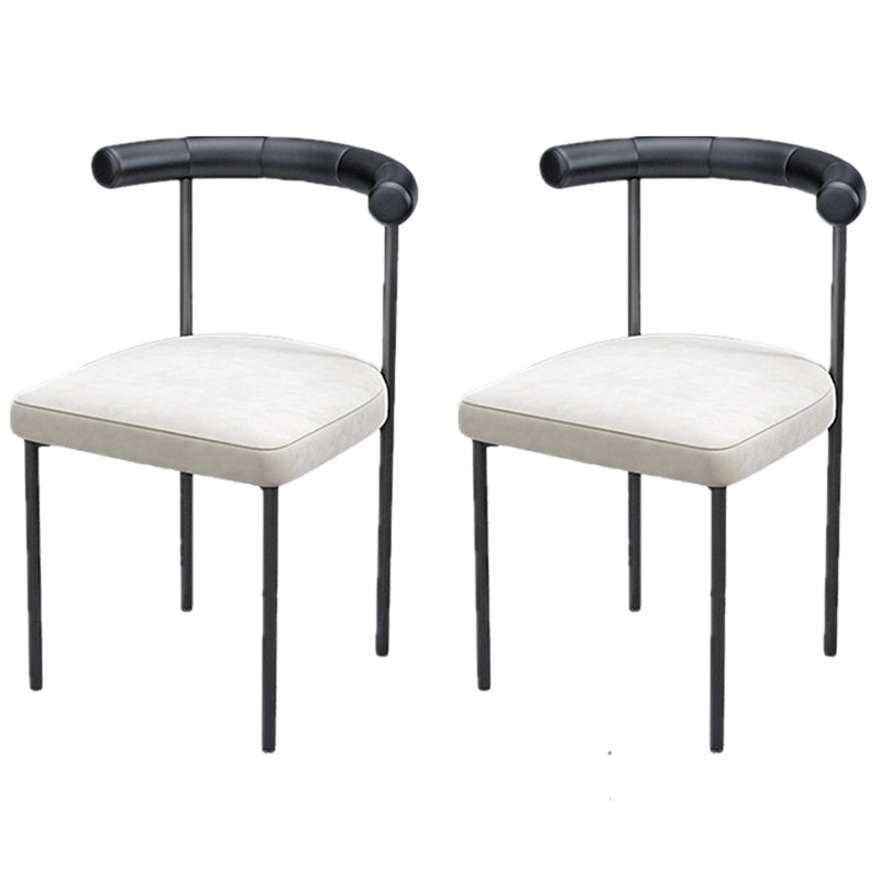 Black Iron Legs Dining Chairs Modern Armless Side Chair for Home White-Black 2 Piece Set Clearhalo 'Dining Chairs' 'Dining Tables & Seating' 'dining_chair' 'furn' 'furn_dining_chair' 'Furniture' 'Kitchen & Dining Furniture' 5898279