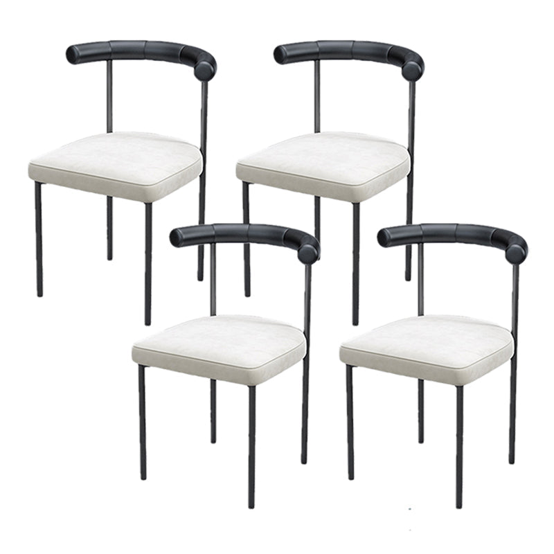 Black Iron Legs Dining Chairs Modern Armless Side Chair for Home White-Black 4 Piece Set Clearhalo 'Dining Chairs' 'Dining Tables & Seating' 'dining_chair' 'furn' 'furn_dining_chair' 'Furniture' 'Kitchen & Dining Furniture' 5898282
