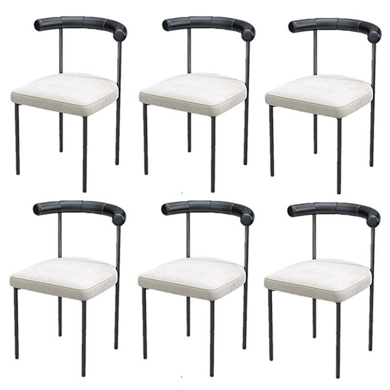 Black Iron Legs Dining Chairs Modern Armless Side Chair for Home White-Black 6 Piece Set Clearhalo 'Dining Chairs' 'Dining Tables & Seating' 'dining_chair' 'furn' 'furn_dining_chair' 'Furniture' 'Kitchen & Dining Furniture' 5898283