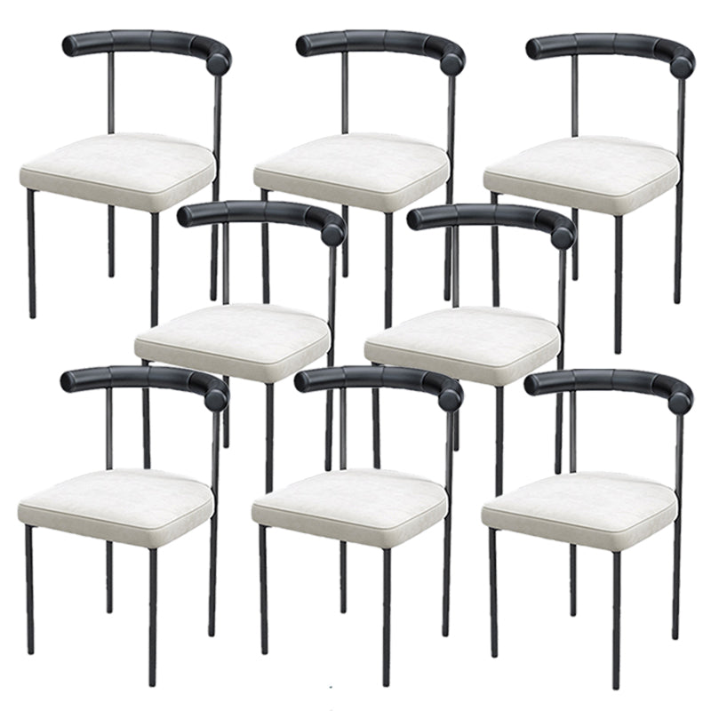 Black Iron Legs Dining Chairs Modern Armless Side Chair for Home White-Black 8 Piece Set Clearhalo 'Dining Chairs' 'Dining Tables & Seating' 'dining_chair' 'furn' 'furn_dining_chair' 'Furniture' 'Kitchen & Dining Furniture' 5898286