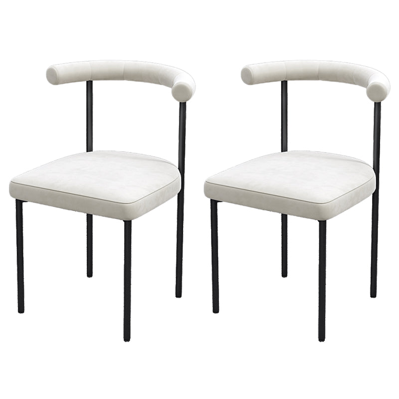 Black Iron Legs Dining Chairs Modern Armless Side Chair for Home White 2 Piece Set Clearhalo 'Dining Chairs' 'Dining Tables & Seating' 'dining_chair' 'furn' 'furn_dining_chair' 'Furniture' 'Kitchen & Dining Furniture' 5898289