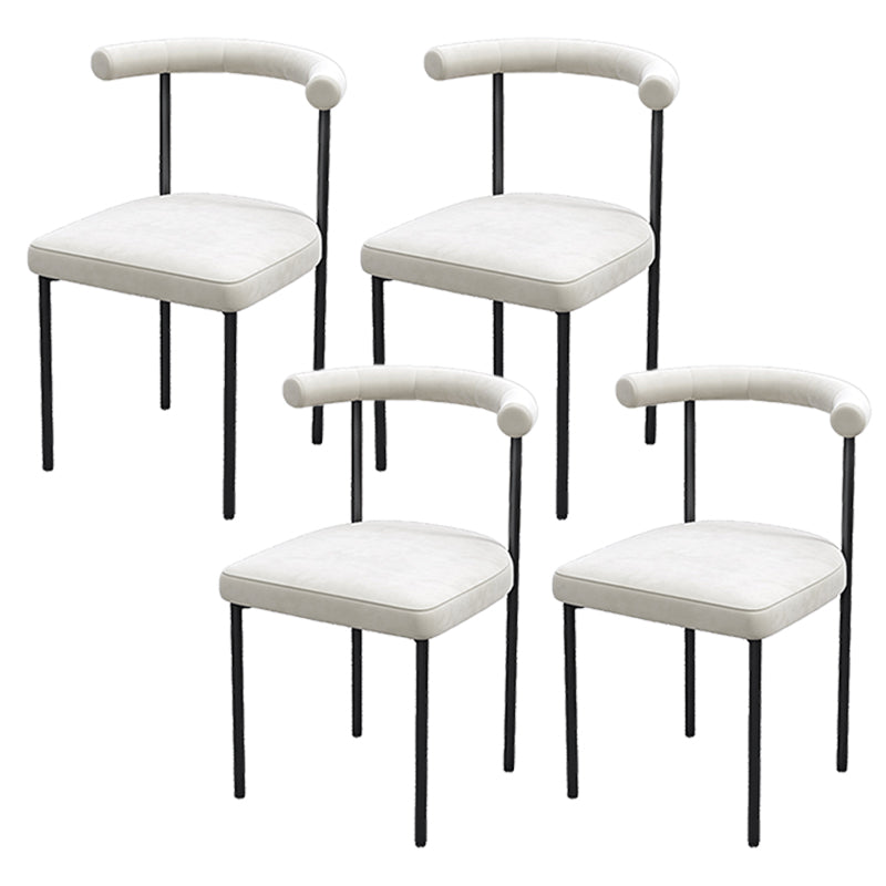 Black Iron Legs Dining Chairs Modern Armless Side Chair for Home White 4 Piece Set Clearhalo 'Dining Chairs' 'Dining Tables & Seating' 'dining_chair' 'furn' 'furn_dining_chair' 'Furniture' 'Kitchen & Dining Furniture' 5898292