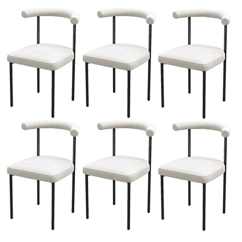 Black Iron Legs Dining Chairs Modern Armless Side Chair for Home White 6 Piece Set Clearhalo 'Dining Chairs' 'Dining Tables & Seating' 'dining_chair' 'furn' 'furn_dining_chair' 'Furniture' 'Kitchen & Dining Furniture' 5898294