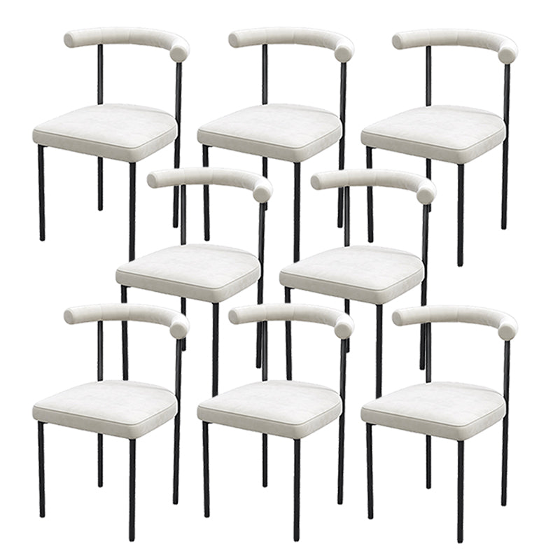 Black Iron Legs Dining Chairs Modern Armless Side Chair for Home White 8 Piece Set Clearhalo 'Dining Chairs' 'Dining Tables & Seating' 'dining_chair' 'furn' 'furn_dining_chair' 'Furniture' 'Kitchen & Dining Furniture' 5898296