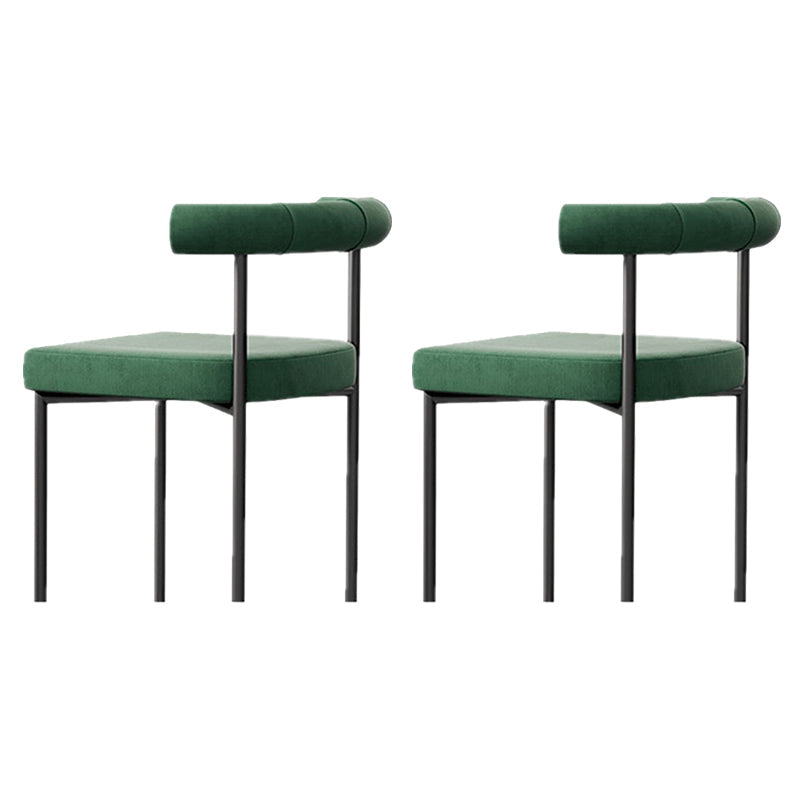 Black Iron Legs Dining Chairs Modern Armless Side Chair for Home Blackish Green 2 Piece Set Clearhalo 'Dining Chairs' 'Dining Tables & Seating' 'dining_chair' 'furn' 'furn_dining_chair' 'Furniture' 'Kitchen & Dining Furniture' 5898300