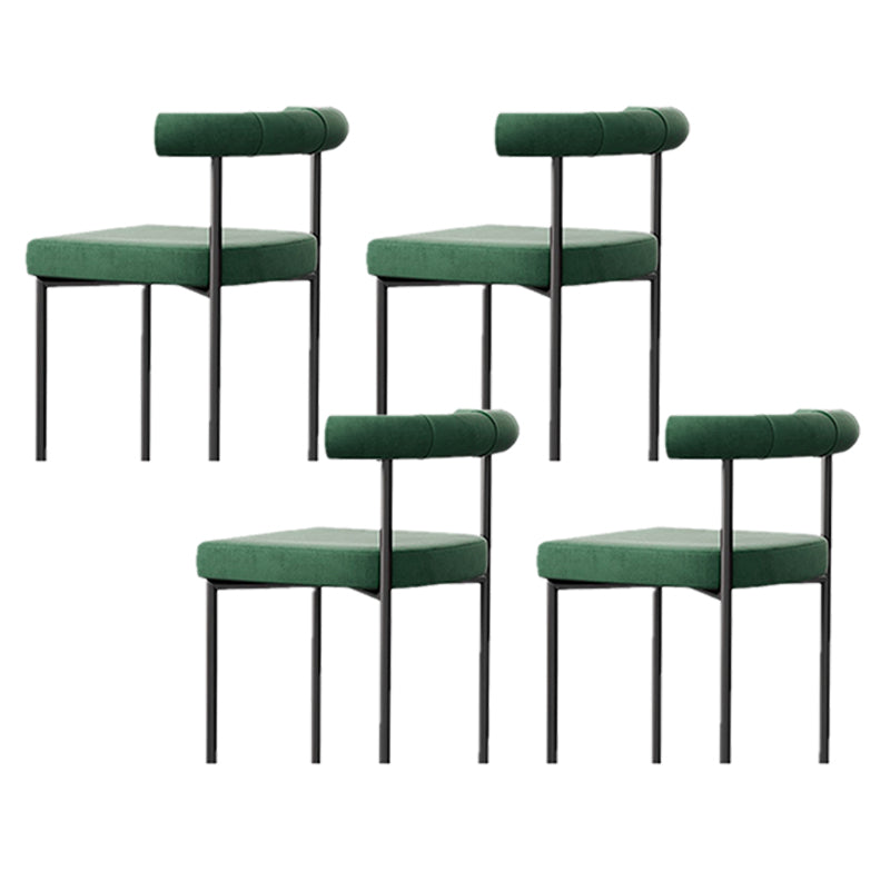 Black Iron Legs Dining Chairs Modern Armless Side Chair for Home Blackish Green 4 Piece Set Clearhalo 'Dining Chairs' 'Dining Tables & Seating' 'dining_chair' 'furn' 'furn_dining_chair' 'Furniture' 'Kitchen & Dining Furniture' 5898301