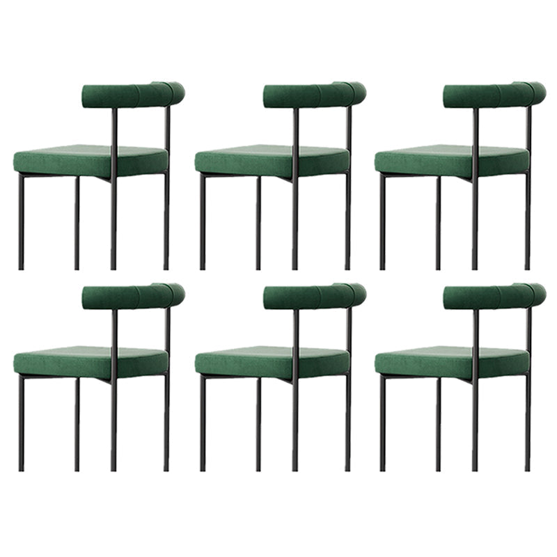 Black Iron Legs Dining Chairs Modern Armless Side Chair for Home Blackish Green 6 Piece Set Clearhalo 'Dining Chairs' 'Dining Tables & Seating' 'dining_chair' 'furn' 'furn_dining_chair' 'Furniture' 'Kitchen & Dining Furniture' 5898302