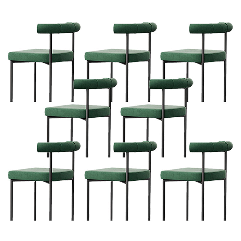 Black Iron Legs Dining Chairs Modern Armless Side Chair for Home Blackish Green 8 Piece Set Clearhalo 'Dining Chairs' 'Dining Tables & Seating' 'dining_chair' 'furn' 'furn_dining_chair' 'Furniture' 'Kitchen & Dining Furniture' 5898303