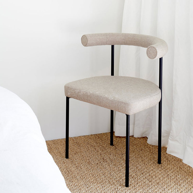 Black Iron Legs Dining Chairs Modern Armless Side Chair for Home Beige 1 Piece Clearhalo 'Dining Chairs' 'Dining Tables & Seating' 'dining_chair' 'furn' 'furn_dining_chair' 'Furniture' 'Kitchen & Dining Furniture' 5898304