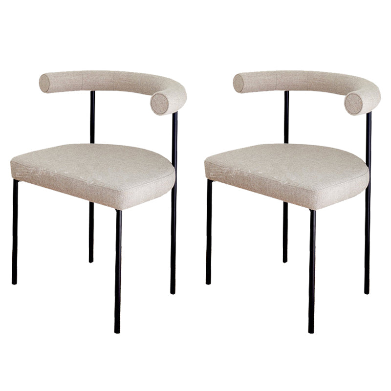 Black Iron Legs Dining Chairs Modern Armless Side Chair for Home Beige 2 Piece Set Clearhalo 'Dining Chairs' 'Dining Tables & Seating' 'dining_chair' 'furn' 'furn_dining_chair' 'Furniture' 'Kitchen & Dining Furniture' 5898305