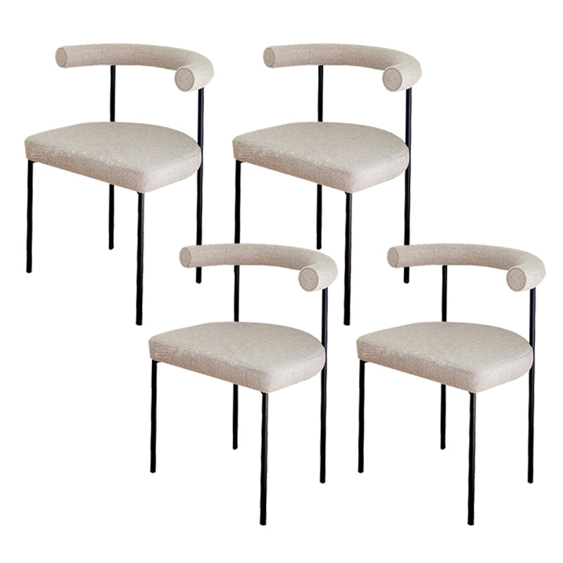 Black Iron Legs Dining Chairs Modern Armless Side Chair for Home Beige 4 Piece Set Clearhalo 'Dining Chairs' 'Dining Tables & Seating' 'dining_chair' 'furn' 'furn_dining_chair' 'Furniture' 'Kitchen & Dining Furniture' 5898306