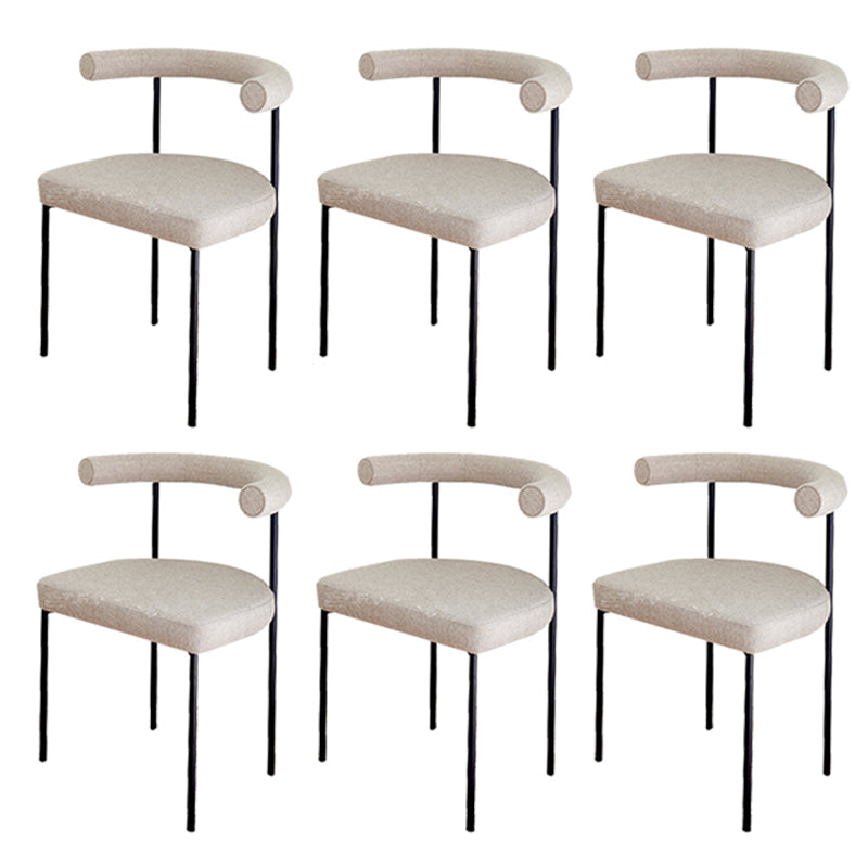 Black Iron Legs Dining Chairs Modern Armless Side Chair for Home Beige 6 Piece Set Clearhalo 'Dining Chairs' 'Dining Tables & Seating' 'dining_chair' 'furn' 'furn_dining_chair' 'Furniture' 'Kitchen & Dining Furniture' 5898307