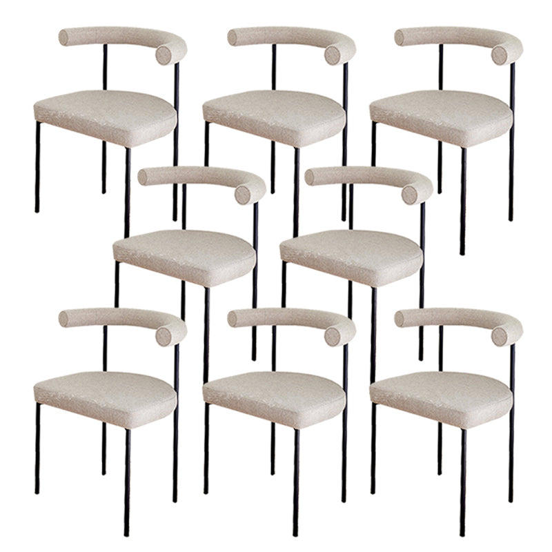 Black Iron Legs Dining Chairs Modern Armless Side Chair for Home Beige 8 Piece Set Clearhalo 'Dining Chairs' 'Dining Tables & Seating' 'dining_chair' 'furn' 'furn_dining_chair' 'Furniture' 'Kitchen & Dining Furniture' 5898308