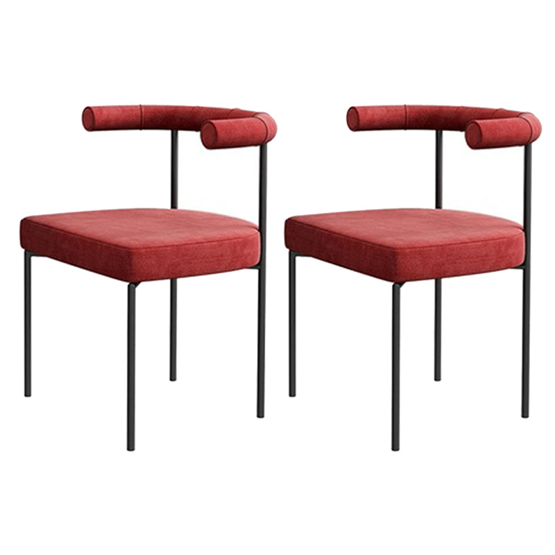Black Iron Legs Dining Chairs Modern Armless Side Chair for Home Red 2 Piece Set Clearhalo 'Dining Chairs' 'Dining Tables & Seating' 'dining_chair' 'furn' 'furn_dining_chair' 'Furniture' 'Kitchen & Dining Furniture' 5898310