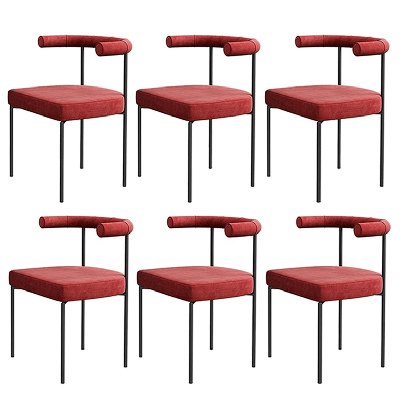 Black Iron Legs Dining Chairs Modern Armless Side Chair for Home Red 6 Piece Set Clearhalo 'Dining Chairs' 'Dining Tables & Seating' 'dining_chair' 'furn' 'furn_dining_chair' 'Furniture' 'Kitchen & Dining Furniture' 5898312