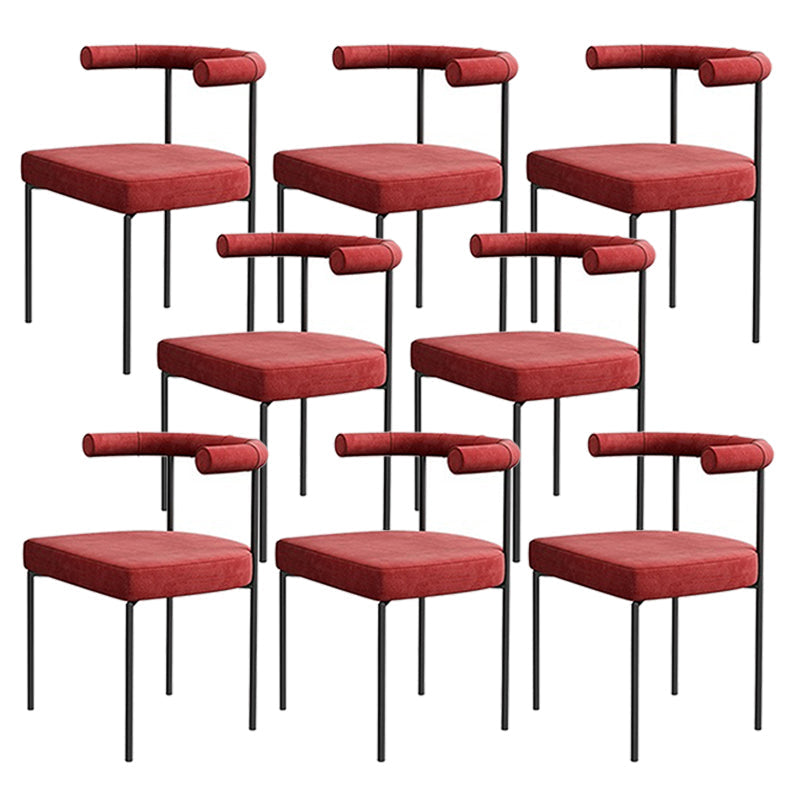 Black Iron Legs Dining Chairs Modern Armless Side Chair for Home Red 8 Piece Set Clearhalo 'Dining Chairs' 'Dining Tables & Seating' 'dining_chair' 'furn' 'furn_dining_chair' 'Furniture' 'Kitchen & Dining Furniture' 5898313
