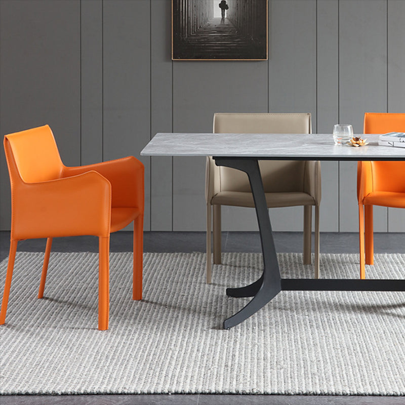 Modern Style Upholstered Dining Chair Faux Leather Dining Armchair