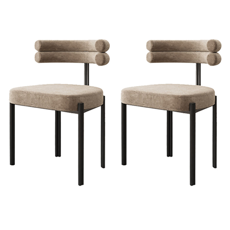 Contemporary Home Side Chair Upholstered Armless Dining Chairs Khaki 2 Piece Set Clearhalo 'Dining Chairs' 'Dining Tables & Seating' 'dining_chair' 'furn' 'furn_dining_chair' 'Furniture' 'Kitchen & Dining Furniture' 5898435