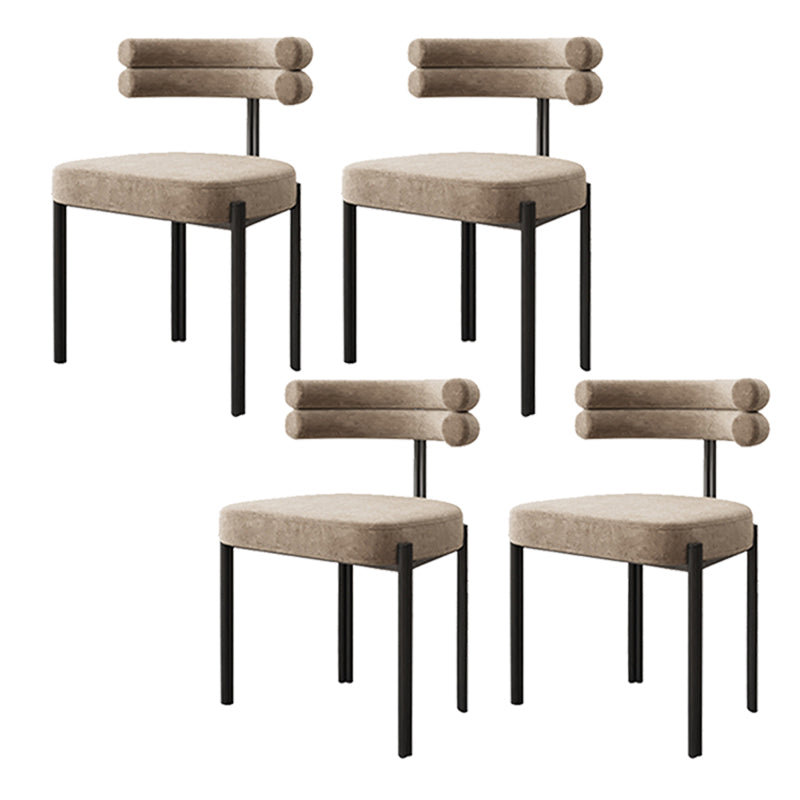 Contemporary Home Side Chair Upholstered Armless Dining Chairs Khaki 4 Piece Set Clearhalo 'Dining Chairs' 'Dining Tables & Seating' 'dining_chair' 'furn' 'furn_dining_chair' 'Furniture' 'Kitchen & Dining Furniture' 5898436