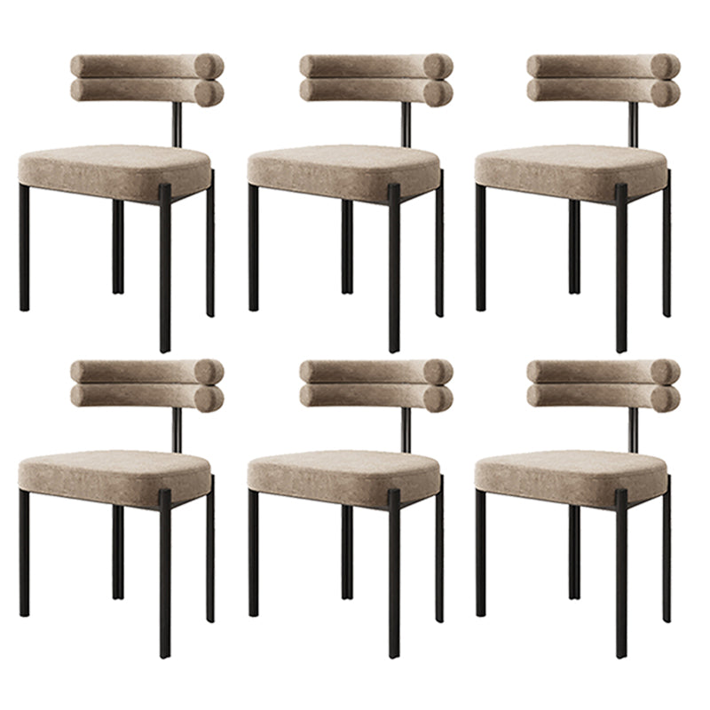 Contemporary Home Side Chair Upholstered Armless Dining Chairs Khaki 6 Piece Set Clearhalo 'Dining Chairs' 'Dining Tables & Seating' 'dining_chair' 'furn' 'furn_dining_chair' 'Furniture' 'Kitchen & Dining Furniture' 5898438