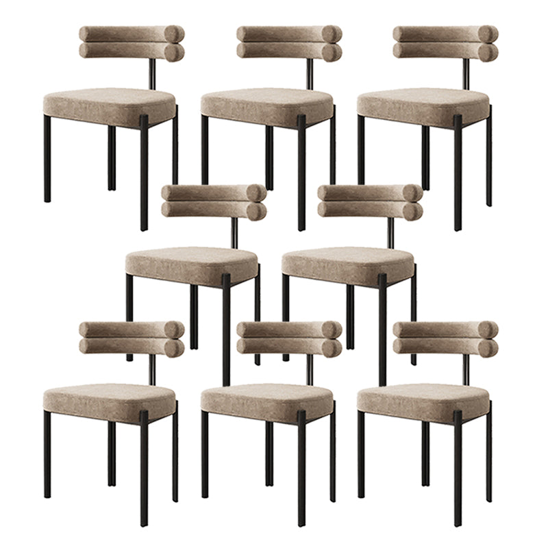Contemporary Home Side Chair Upholstered Armless Dining Chairs Khaki 8 Piece Set Clearhalo 'Dining Chairs' 'Dining Tables & Seating' 'dining_chair' 'furn' 'furn_dining_chair' 'Furniture' 'Kitchen & Dining Furniture' 5898441