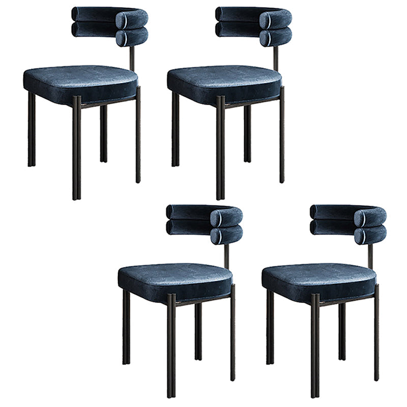 Contemporary Home Side Chair Upholstered Armless Dining Chairs Blue 4 Piece Set Clearhalo 'Dining Chairs' 'Dining Tables & Seating' 'dining_chair' 'furn' 'furn_dining_chair' 'Furniture' 'Kitchen & Dining Furniture' 5898446