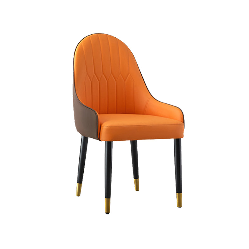 Glam -stijl Parsons eetkamerstoelen faux lederen armloze zijstoel
