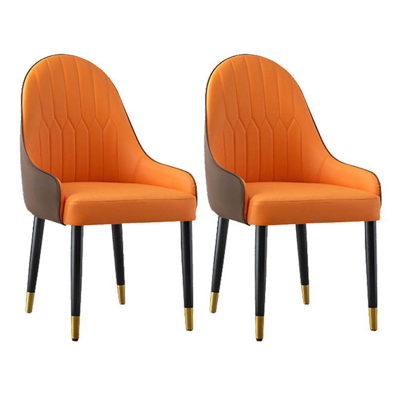 Glam -stijl Parsons eetkamerstoelen faux lederen armloze zijstoel