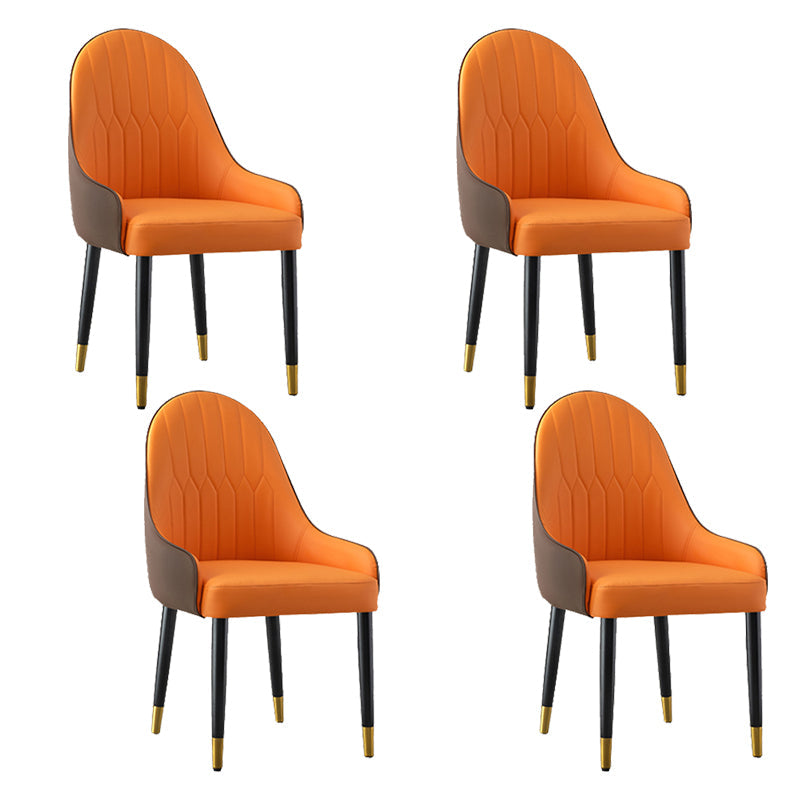 Glam -stijl Parsons eetkamerstoelen faux lederen armloze zijstoel