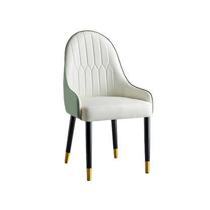 Glam -stijl Parsons eetkamerstoelen faux lederen armloze zijstoel