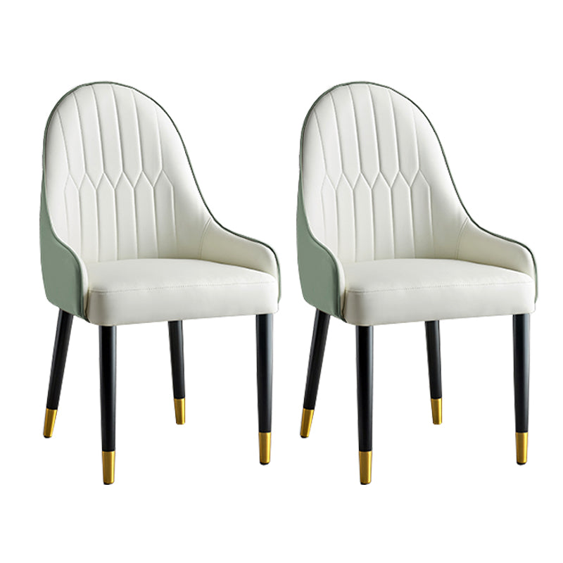 Glam -stijl Parsons eetkamerstoelen faux lederen armloze zijstoel