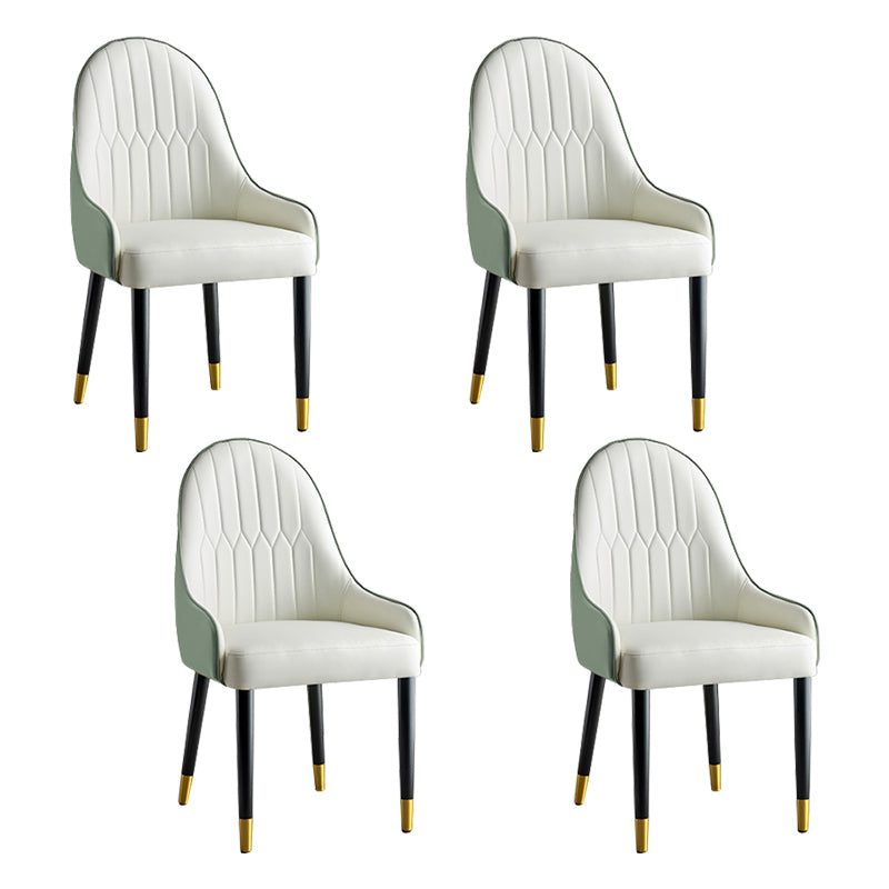 Glam -stijl Parsons eetkamerstoelen faux lederen armloze zijstoel