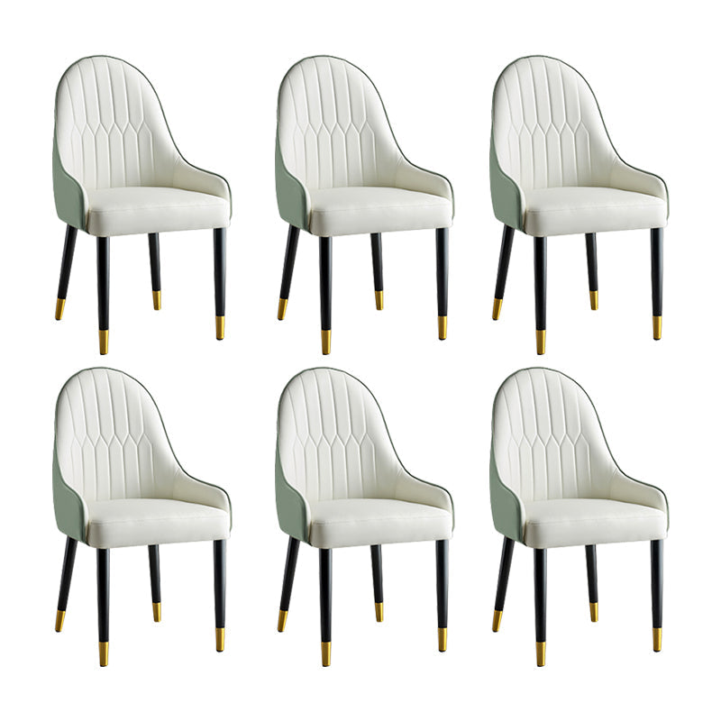 Glam -stijl Parsons eetkamerstoelen faux lederen armloze zijstoel