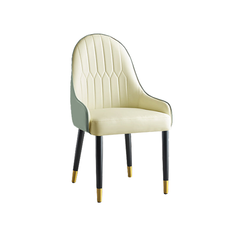 Glam -stijl Parsons eetkamerstoelen faux lederen armloze zijstoel