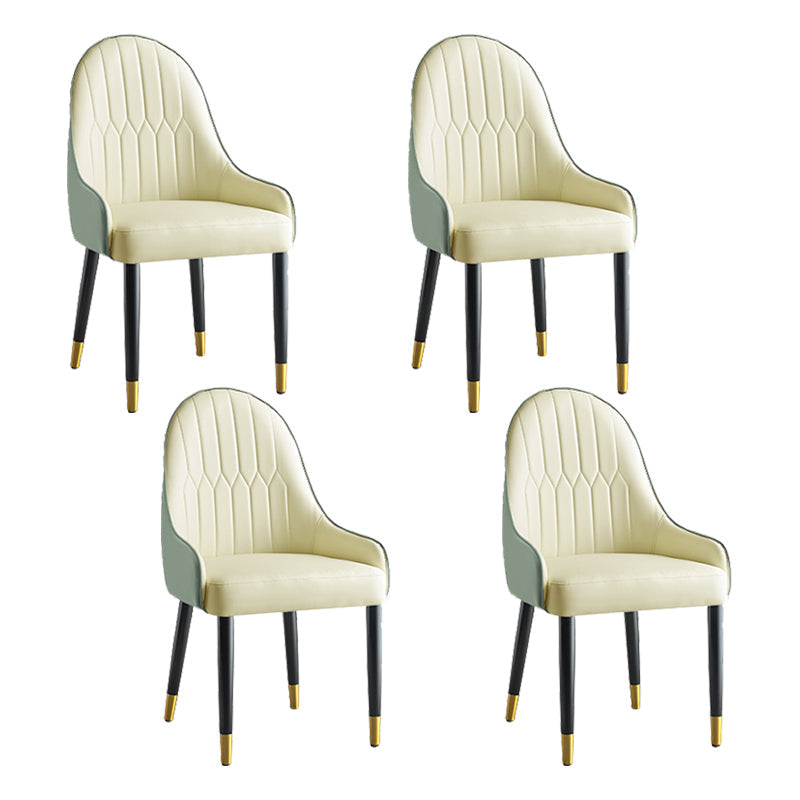 Glam -stijl Parsons eetkamerstoelen faux lederen armloze zijstoel