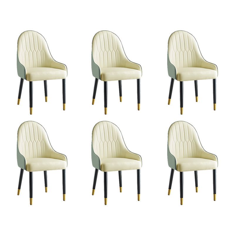 Glam -stijl Parsons eetkamerstoelen faux lederen armloze zijstoel