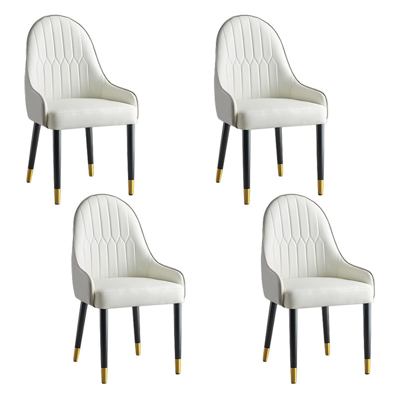 Glam -stijl Parsons eetkamerstoelen faux lederen armloze zijstoel