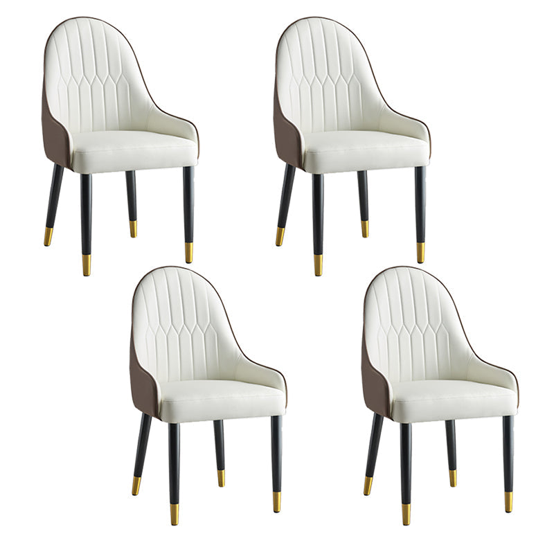 Glam -stijl Parsons eetkamerstoelen faux lederen armloze zijstoel
