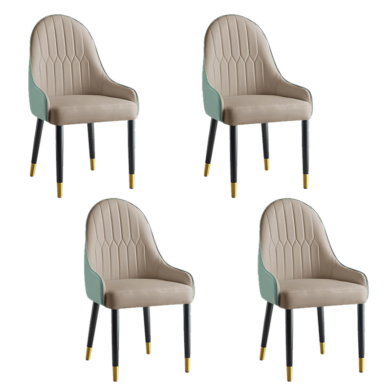 Glam -stijl Parsons eetkamerstoelen faux lederen armloze zijstoel