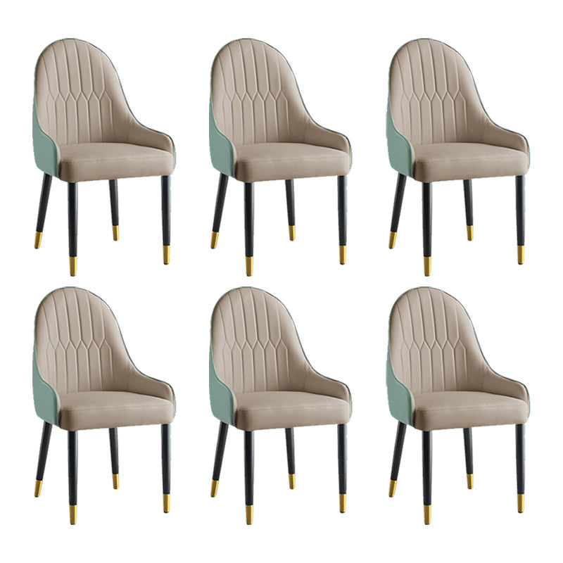 Glam -stijl Parsons eetkamerstoelen faux lederen armloze zijstoel