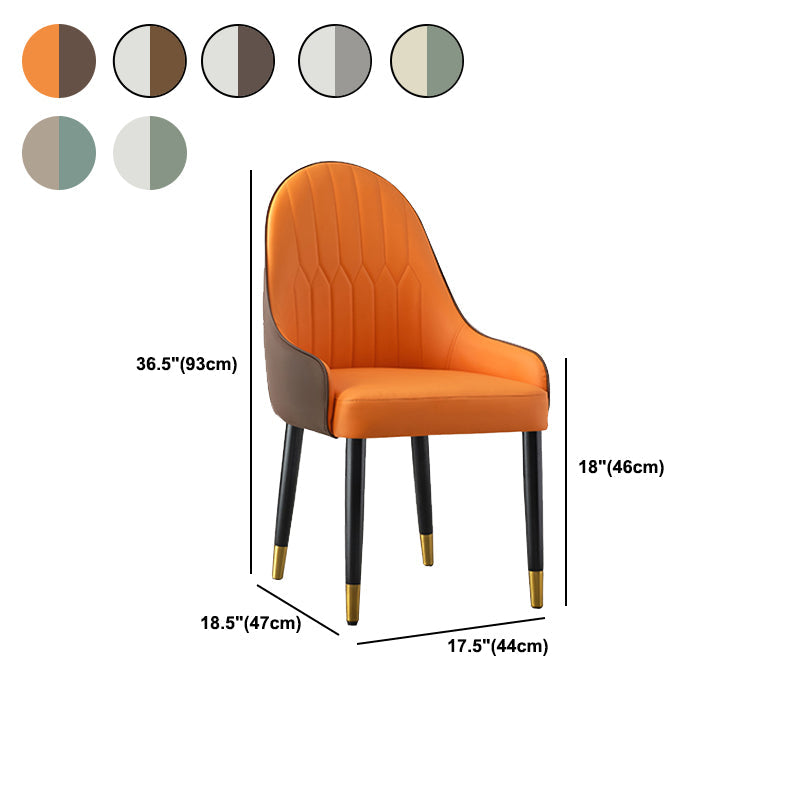Glam -stijl Parsons eetkamerstoelen faux lederen armloze zijstoel