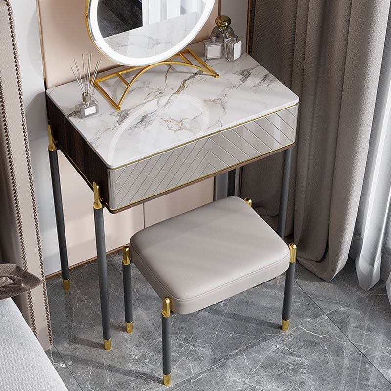 Set di vanità da 30 "con sgabello da toep da trucco in pietra a 1 traino