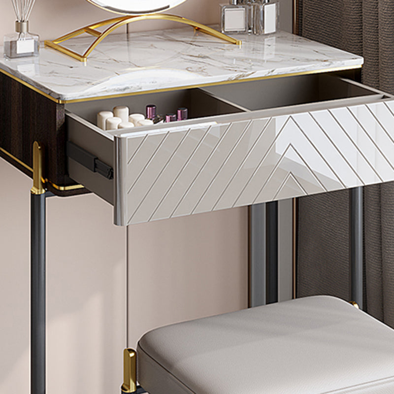 Set di vanità da 30 "con sgabello da toep da trucco in pietra a 1 traino