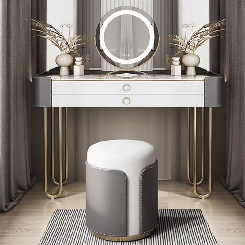 Bedroom Make-up Vanity Luxurious 2-Drawer Vanity Desk with Stool Clearhalo 'Bedroom Furniture' 'furn' 'furn_makeup_vanities' 'Furniture' 'Makeup Vanities' 'makeup_vanities' 5898612